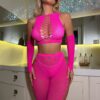 European Sexy Cutout Bodycon 2-Piece Set Pantyhose Nightclub detail 3