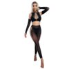 European Sexy Cutout Bodycon 2-Piece Set Pantyhose Nightclub detail 5