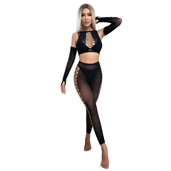 European Sexy Cutout Bodycon 2-Piece Set Pantyhose Nightclub detail 5
