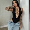 European Sexy Cutout Bodycon Bodystocking Hot Girl Nightclub