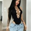 European Sexy Cutout Bodycon Bodystocking Hot Girl Nightclub detail 2