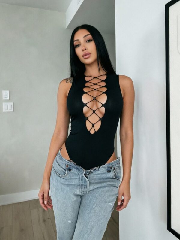 European Sexy Cutout Bodycon Bodystocking Hot Girl Nightclub detail 3