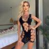 european sexy cutout fishnet rhinestone lingerie easy access view 3 Cutout Fishnet Rhinestone Lingerie - detail