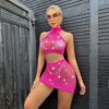 european sexy cutout rhinestone bikini 2 piece set fishnet view 4 Cutout Rhinestone Bikini 2-Piece Set Fishnet - detail