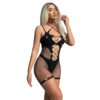 Cutout Rhinestone Cross Bandeau Fishnet - detail