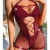 European Sexy Cutout Rhinestone Cross Bandeau Fishnet detail 4
