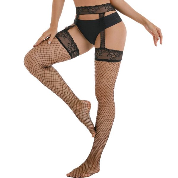 Fishnet Lace Stockings Garter Belt - detail
