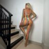 Fishnet Rainbow Cutout Lingerie Open-Crotch - detail