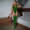 European Sexy Halter Cutout Bodystocking Thigh-High Stockings Set detail 2