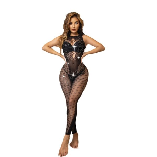 Heart Sleeveless Rhinestone Lingerie - detail