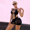 Jacquard See-Through Cutout Lingerie Cami Strap