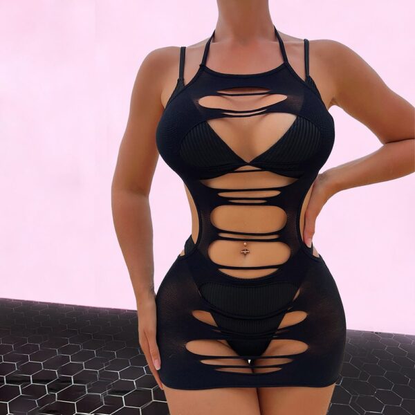 Jacquard See-Through Cutout Lingerie Cami Strap - detail