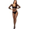 Lingerie Rhinestone Fishnet Long Sleeve Crystal - detail