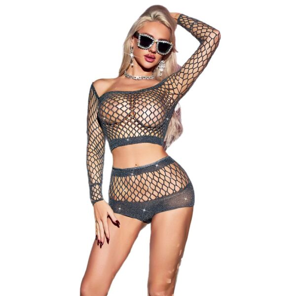 Mesh 2-Piece Set See-Through Sleepwear - detail