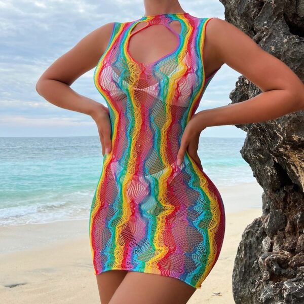 european sexy multicolor lingerie cutout bodycon sleeveless view 3 Multicolor Lingerie Cutout Bodycon Sleeveless - detail