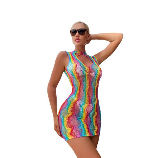 european sexy multicolor lingerie cutout bodycon sleeveless view 5 Multicolor Lingerie Cutout Bodycon Sleeveless - detail