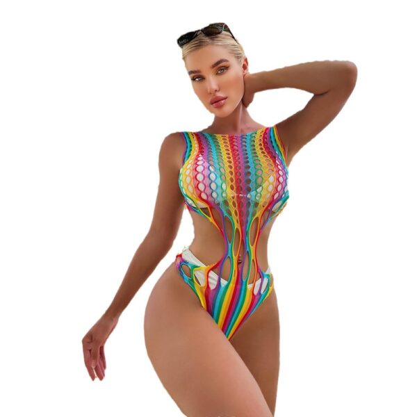 european sexy multicolor lingerie sheer bodycon influencer view 5 Multicolor Lingerie Sheer Bodycon - detail