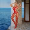 Open-Crotch Cami Strap Sensual Bow Lingerie - detail