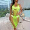 European Sexy Open-Crotch Neon Cutout Cami Strap Passionate