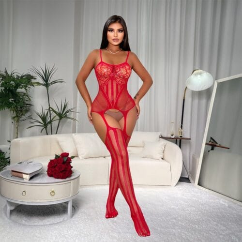 european sexy open crotch red cutout lingerie passionate gallianse European Sexy Open-Crotch Red Cutout Lingerie Passionate