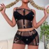Rhinestone Open-Crotch 2-Piece Set Lingerie - detail