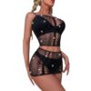 Rhinestone Open-Crotch 2-Piece Set Lingerie - detail
