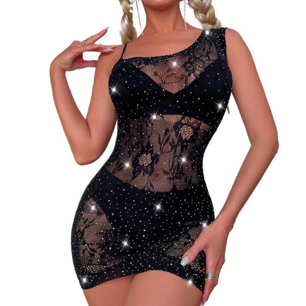 european sexy rhinestone open crotch cami strap lingerie seductive view 5 Rhinestone Open-Crotch Cami Strap Lingerie - detail