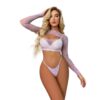 Sensual Fishnet Lingerie Set Open-Crotch - detail