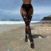 Sheer Fishnet Tights Striped Bodysuit Socks - detail