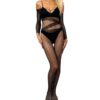 Striped Open-Crotch Off-Shoulder Lingerie - detail