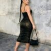Sweet Sensual Cutout Knit Dress Slim Fit - detail