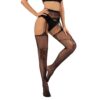Fishnet Cami Strap Bodysuit Open-Crotch Jacquard Stockings Bodysuit detail 5