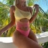 Gradient Bodysuit Cutout Slimming Sensual Beach Resort - detail