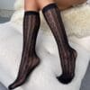 Japanese-Style Short Socks Cutout Heart Stockings Sheer - detail
