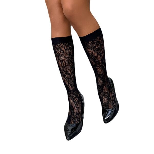 Japanese-Style Short Socks Cutout Lace Sexy Black Socks detail 5
