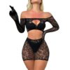 Leopard Lace See-Through Bodystocking Sexy Cutout Nightclub detail 5