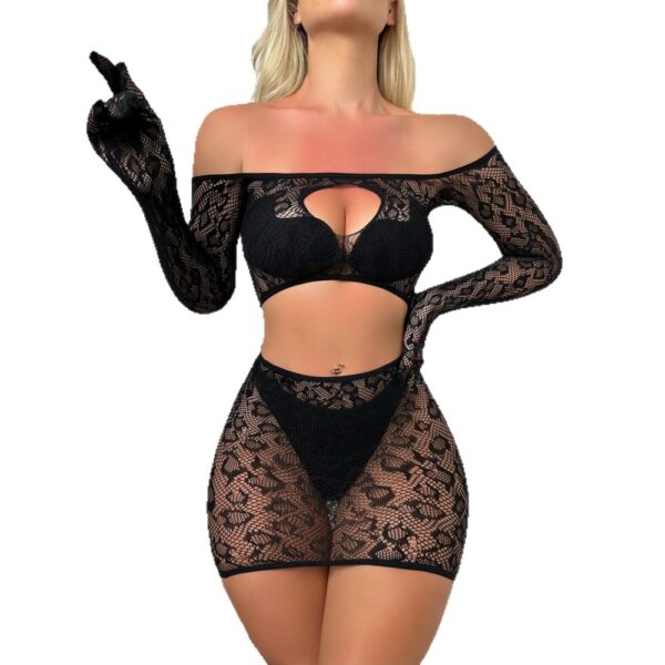 Leopard Lace See-Through Bodystocking Sexy Cutout Nightclub detail 5