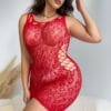 Leopard See-Through Cutout Sexy Plus Size Fishnet Bodysuit detail 3