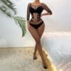 Passionate Sensual Fishnet Cutout Rhinestone Lingerie - detail