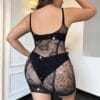 Plus Size Bodycon Rhinestone Cutout Fishnet Dress - detail