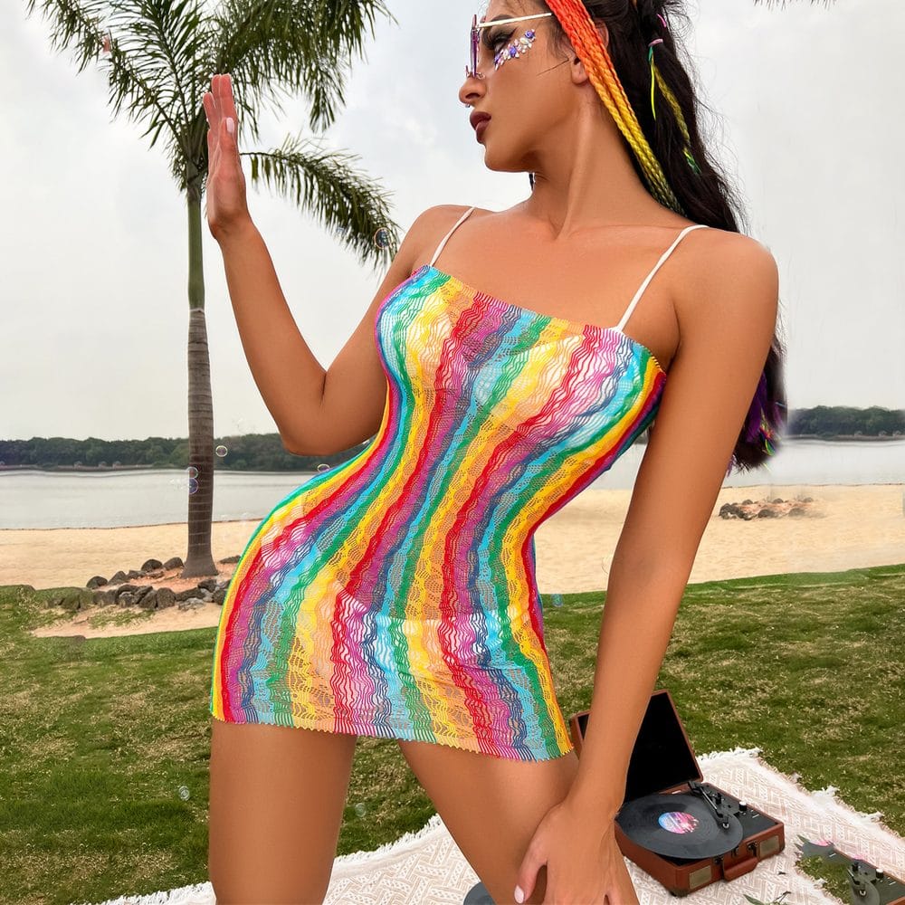 Rosa Plus-Size Rainbow Striped Set