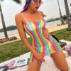 Premium Easy-Access Plus Size Influencer Rainbow Striped Lingerie detail 2