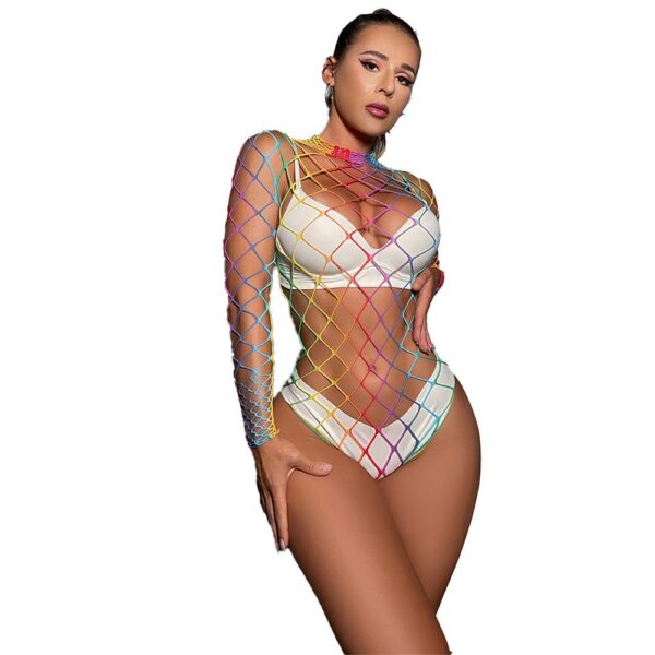 premium easy access seductive influencer rainbow fishnet lingerie view 5 Premium Easy-Access Seductive Influencer Rainbow Fishnet Lingerie detail 5