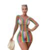 rainbow striped cutout bikini cover up sexy lingerie view 5 Rainbow Striped Cutout Bikini Cover-Up Sexy Lingerie detail 5