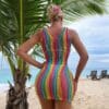 rainbow striped sexy fishnet cutout see through resort view 4 Rainbow Striped Fishnet Cutout See-Through Resort - detail