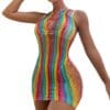 rainbow striped sexy fishnet cutout see through resort view 5 Rainbow Striped Fishnet Cutout See-Through Resort - detail