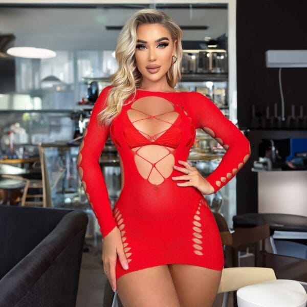 Cutout Long Sleeve Dress Lingerie Date Night - detail