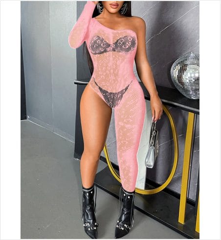 See-Through Bodystocking Long Sleeve Bodycon Lingerie