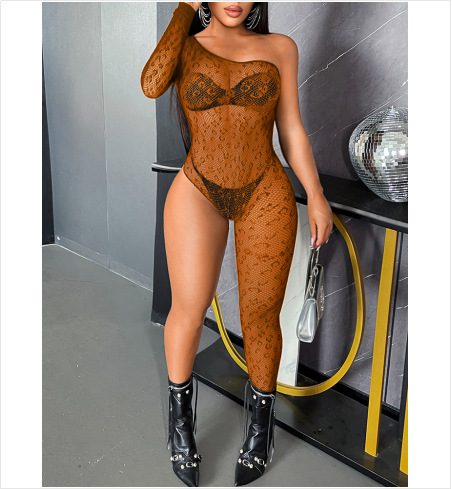 See-Through Bodystocking European Sexy Long Sleeve Bodycon Lingerie detail 2