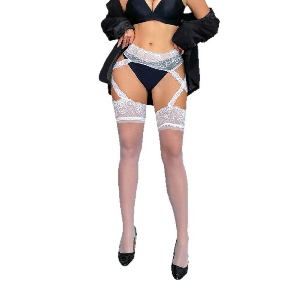 Sensual Sexy Nude Cami Strap Stockings Lace Thigh-High Stockings detail 5